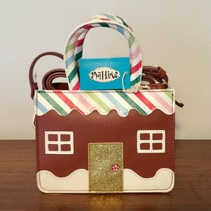 New! (1) Mad Love Gingerbread House Holiday Top Handle Crossbody Purse